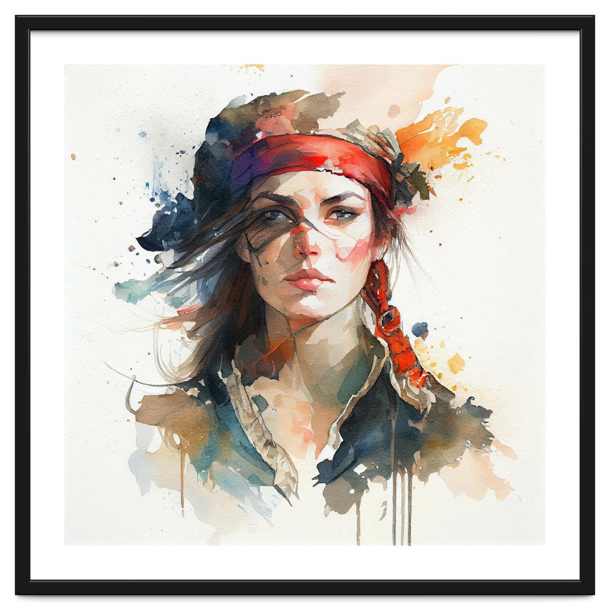 Watercolor Pirate Woman #4