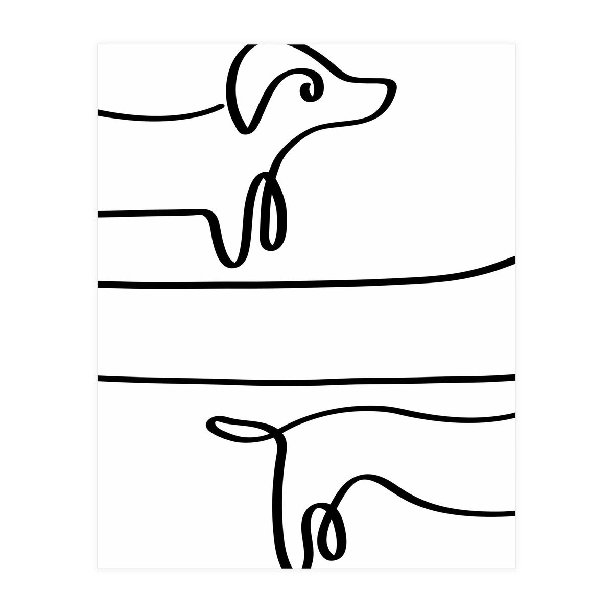 One Line Art Dachshund  (Print Only)