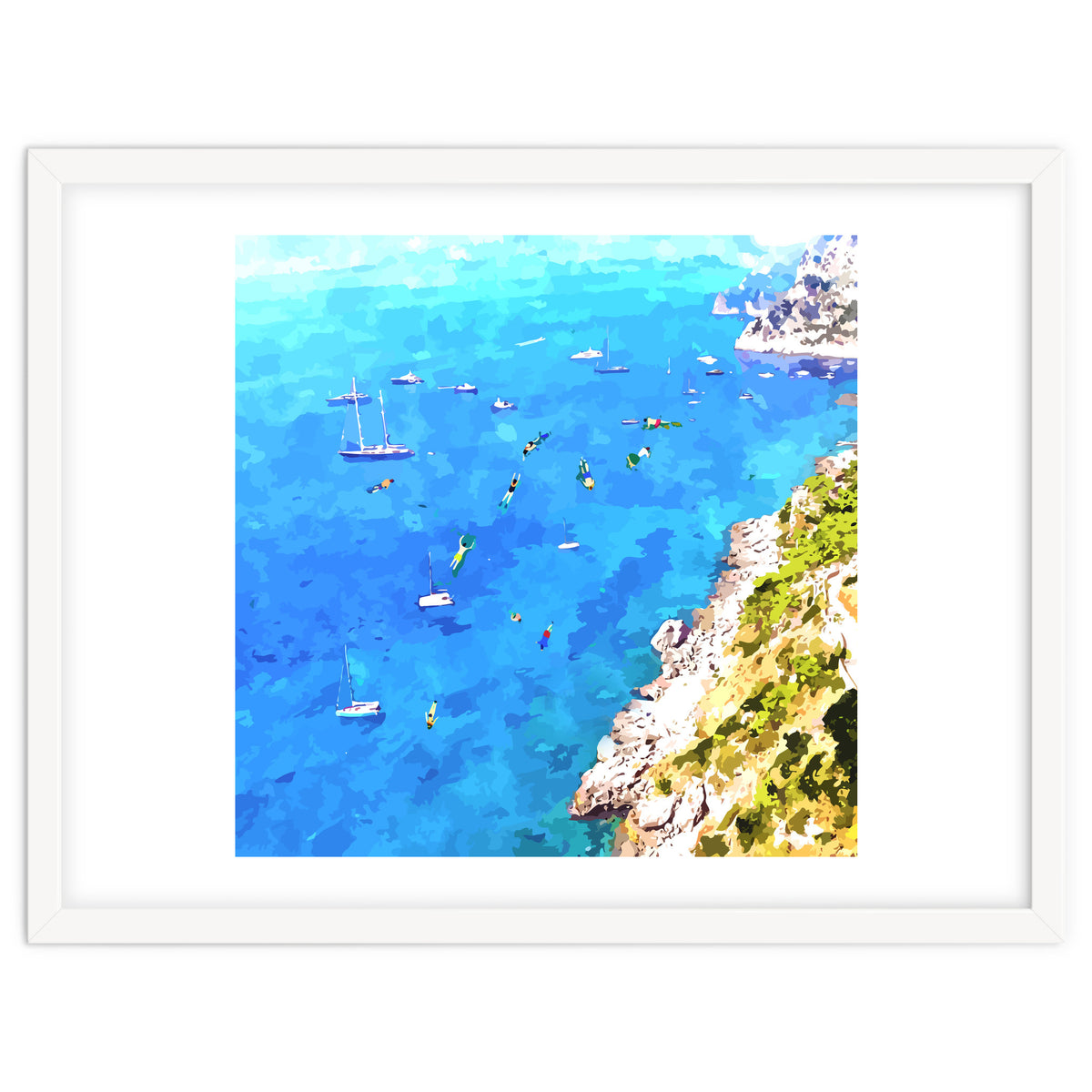 Capri Islands | Tropical Travel Summer Island | Ocean Sea Beach Swim Sail Painting