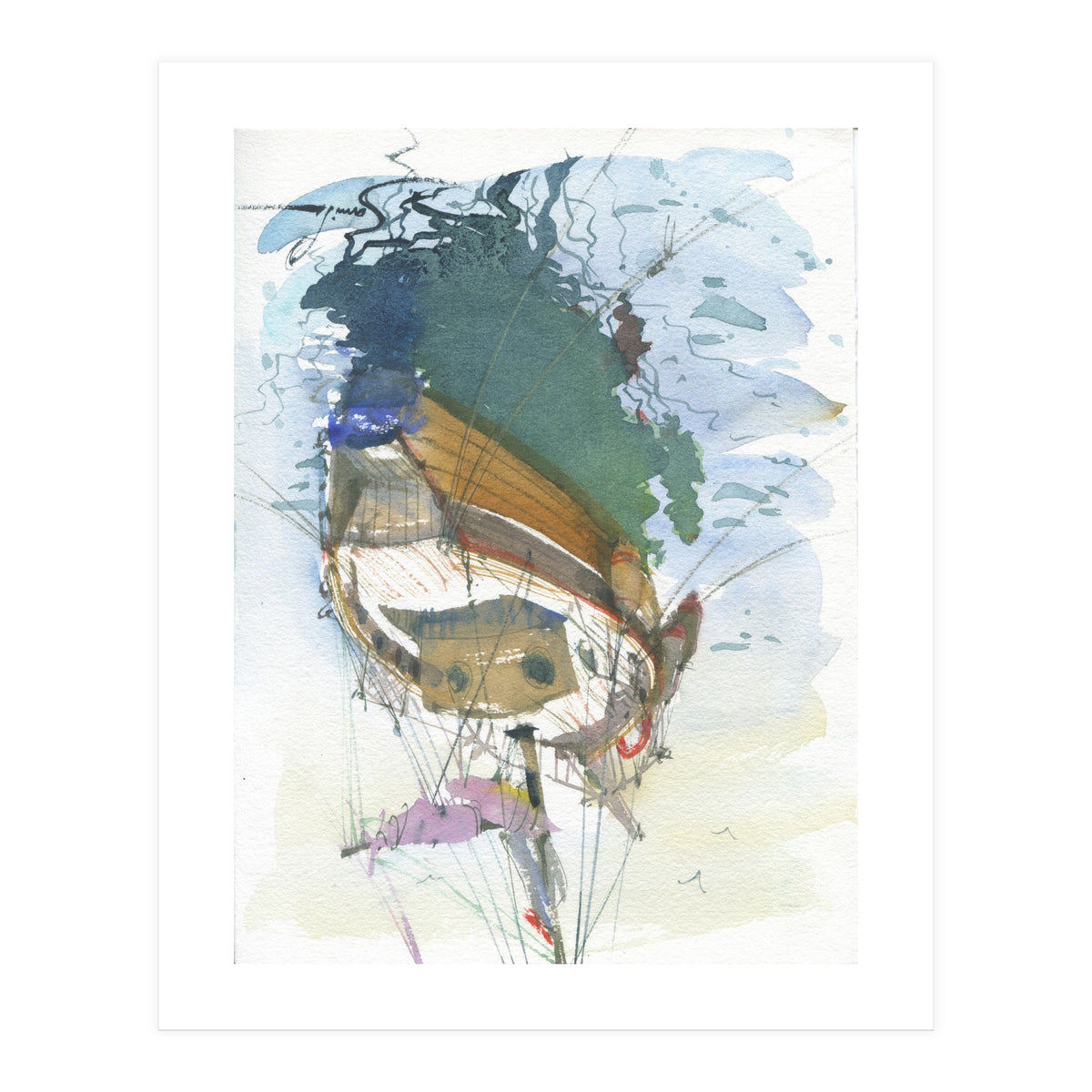 Yacht painting art watercolor (Print Only)