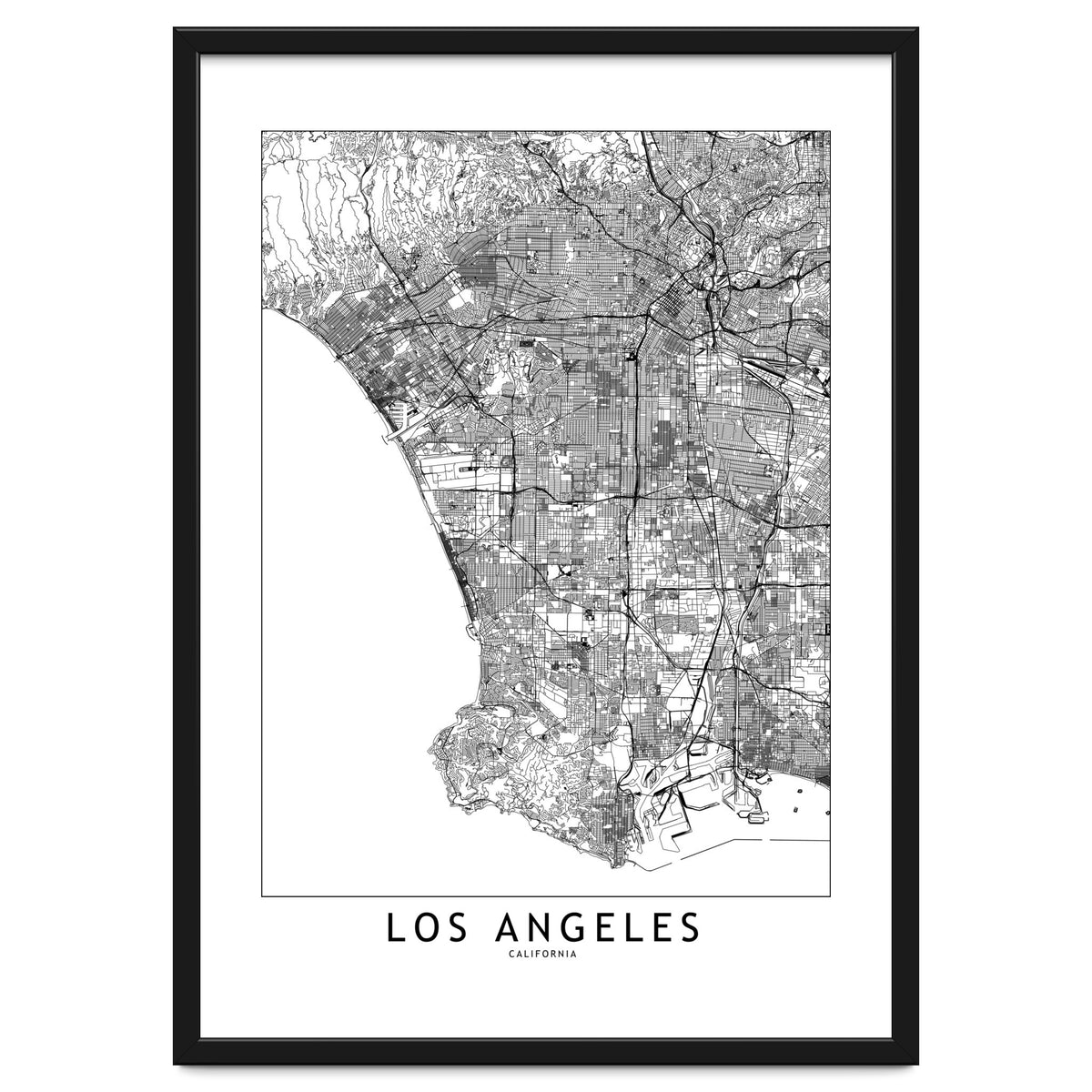 Los Angeles White Map