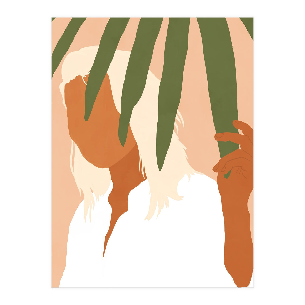 Musafir | Traveler Feminism Woman of Color in White Shirt | Palm Tropical Minimal Bohemian Fashion (Print Only)