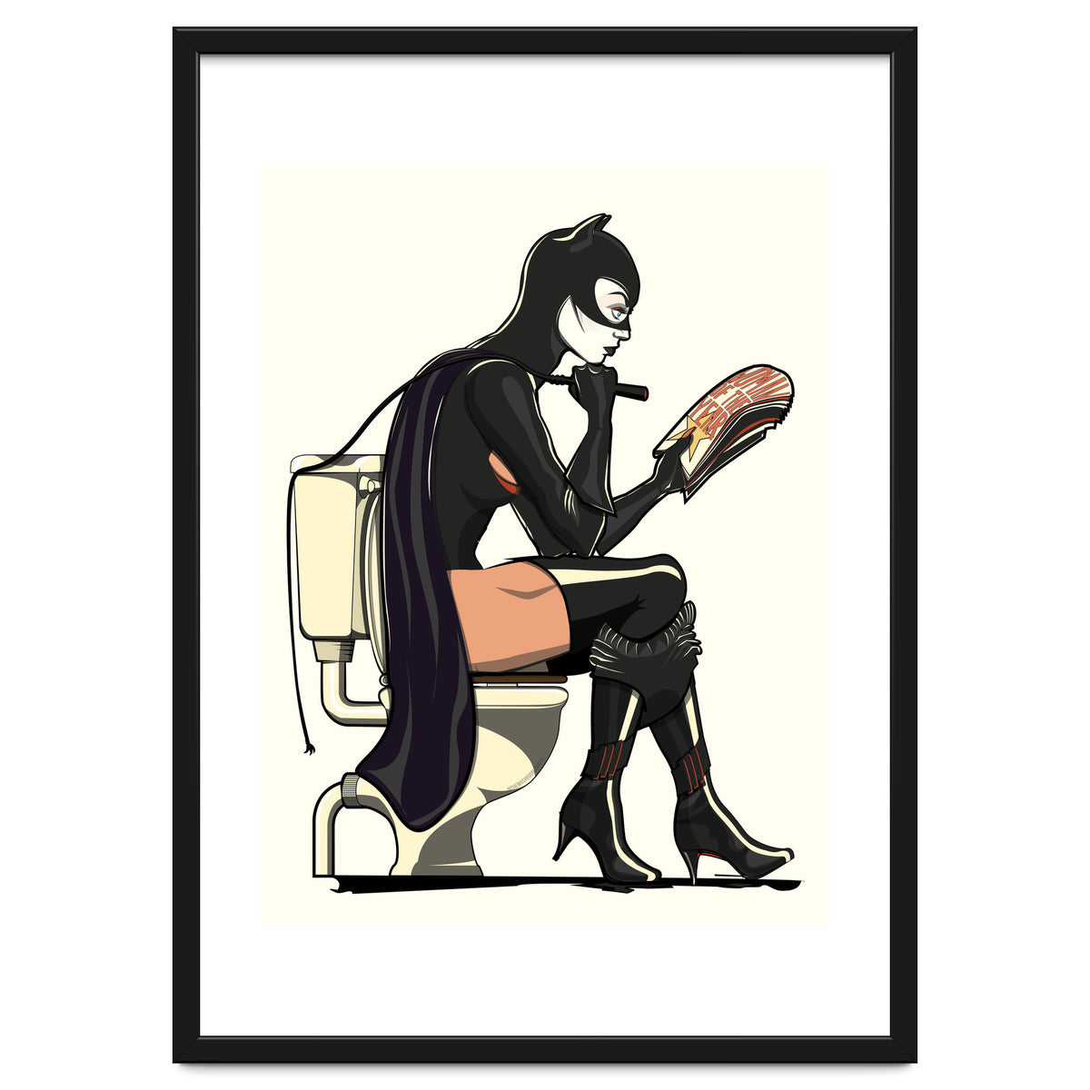 Catwoman on the Toilet, funny Bathroom Humour