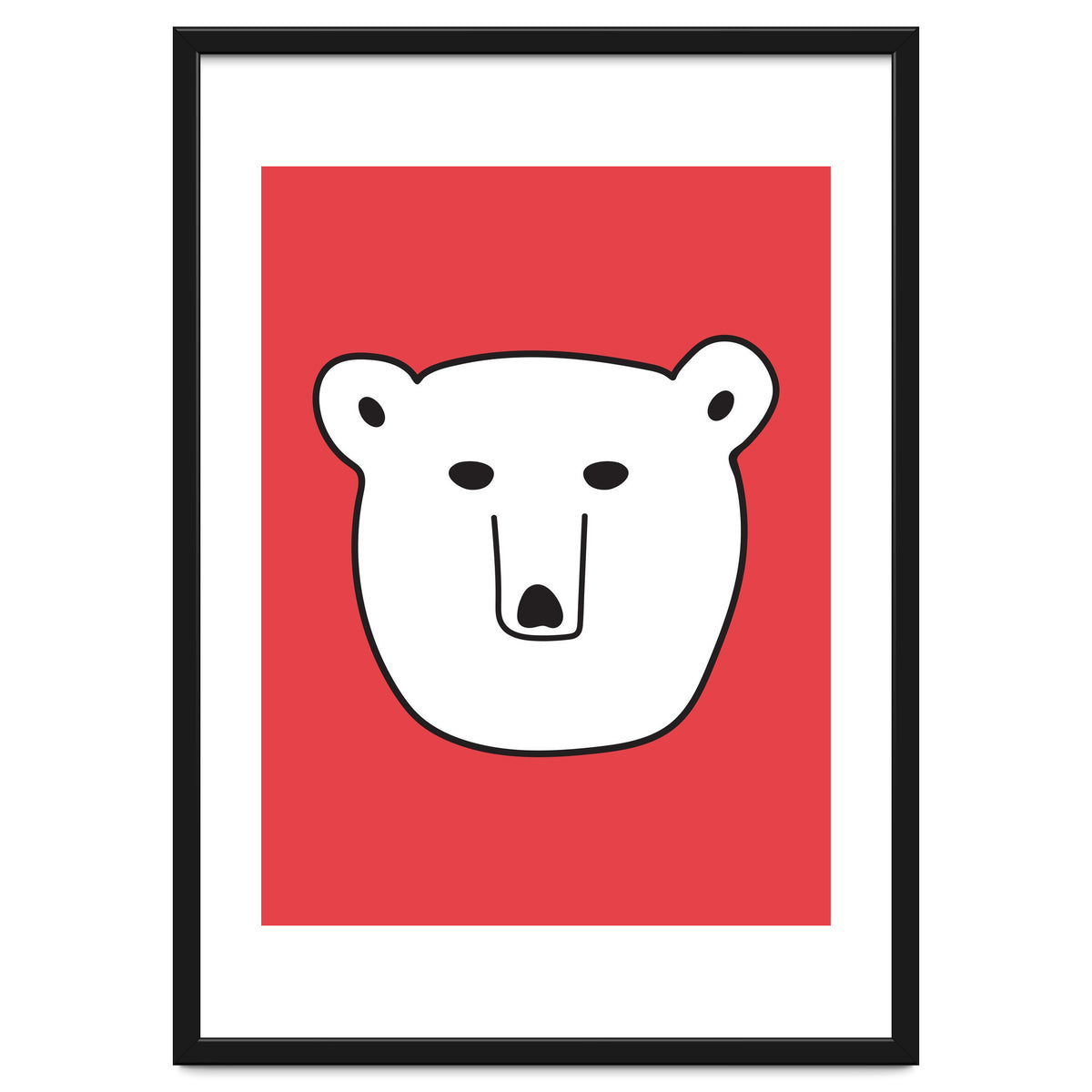 Polar Bear Portrait On a Red Background