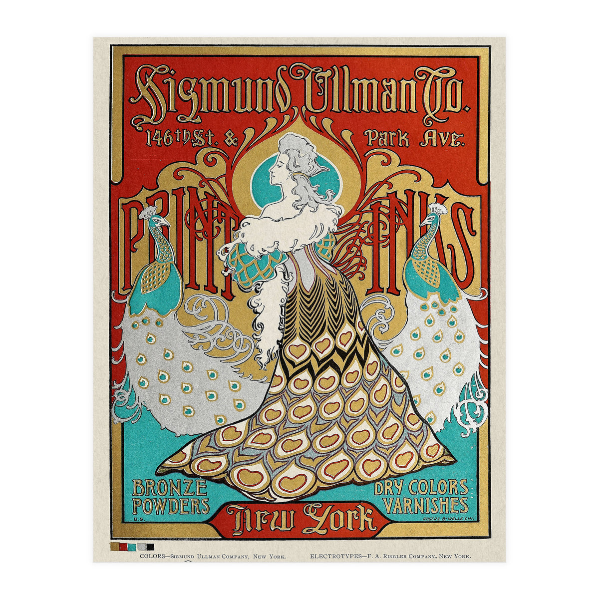 Sigmund Ullman Bronze Powders Advertisement (With Peacocks) (Print Only)