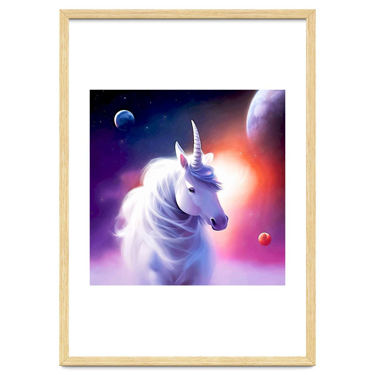 Space Unicorn, Fantasy Surrealism Sci-fi, Animals Horse Planets Digital, Moon Stars