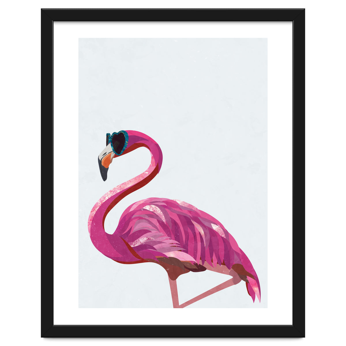 Flamingo Portrait Wearing Sunglasses