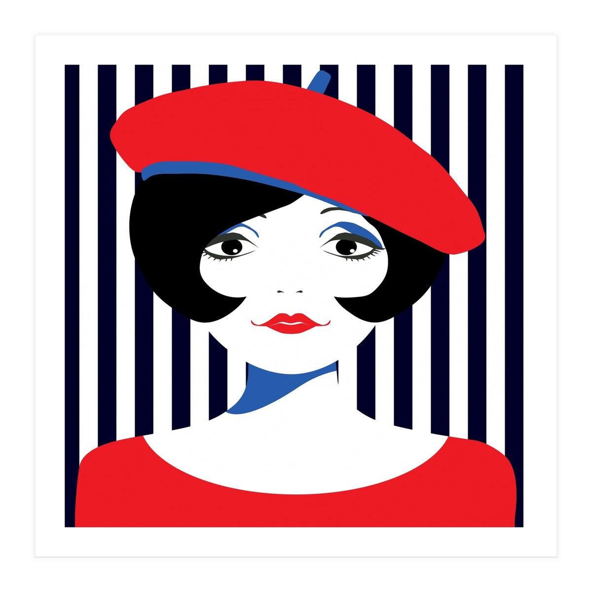 Retro French Young Woman  (Print Only)