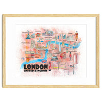 London Uk Illustrated Travel Poster Favorite Map Tourist Highlights M