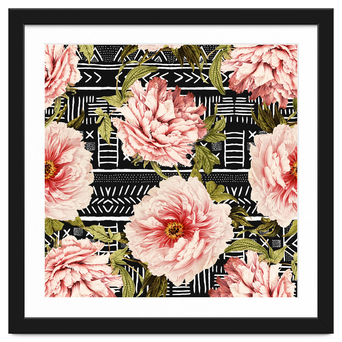 Flowering pink on drawn lines