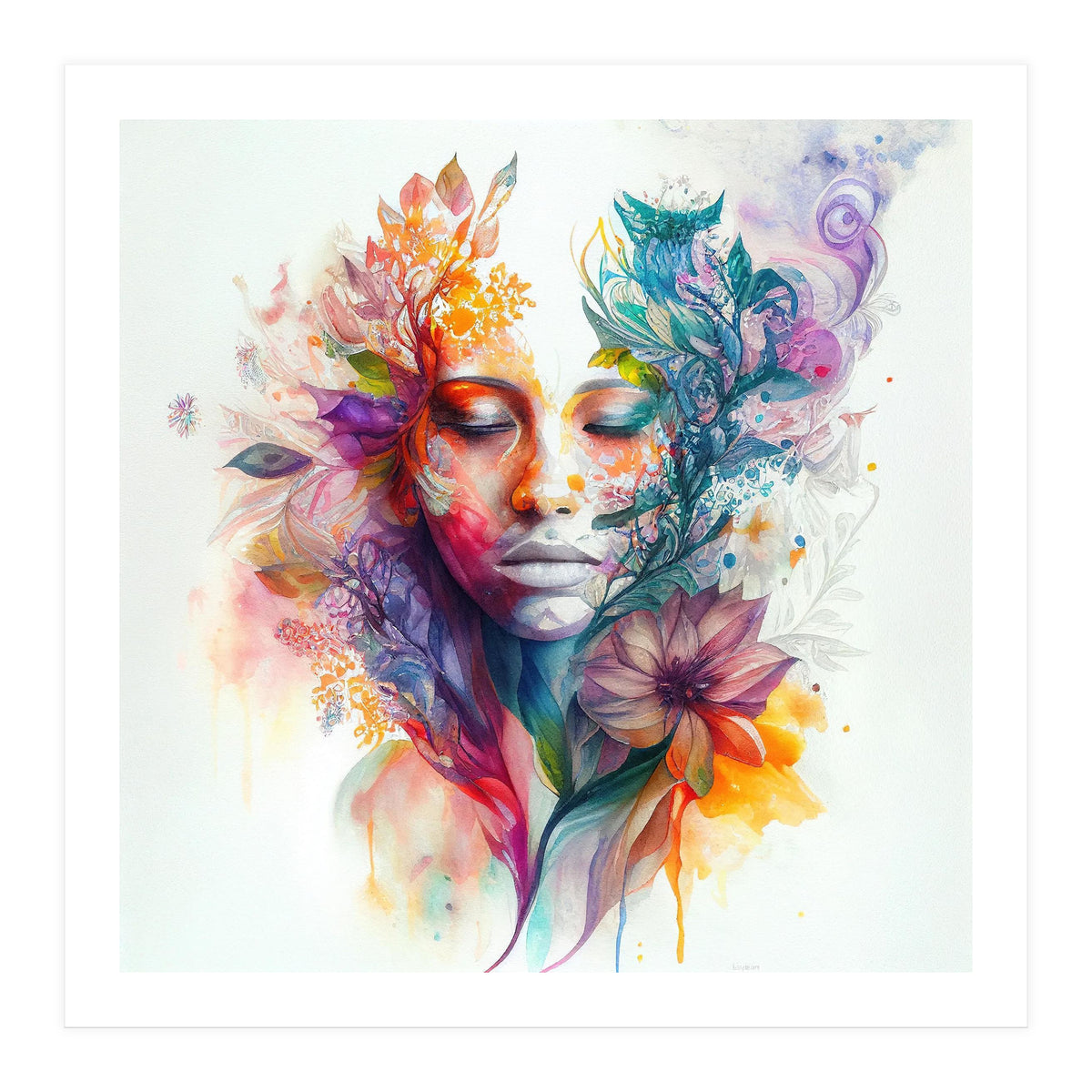 Watercolor Tropical Woman #15 (Print Only)