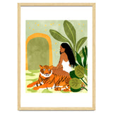 Just You & Me | Tiger Urban Jungle Friendship | Wild Cat Bohemian Black Woman with Pet thumbnail