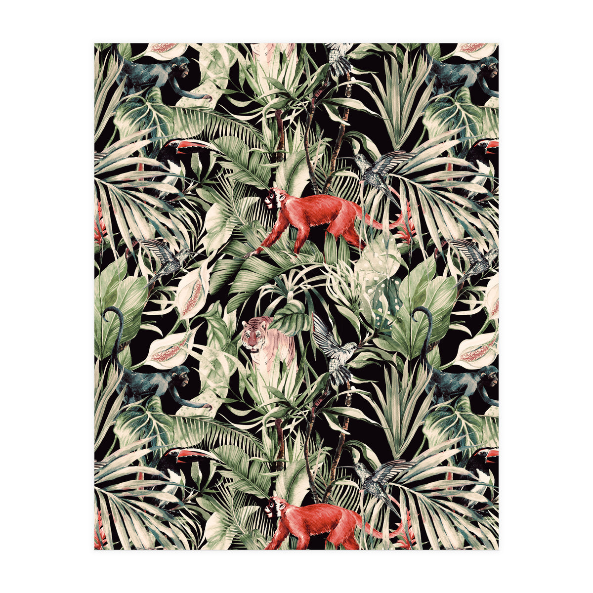 Animals In The Dark Of The Jungle (Print Only)