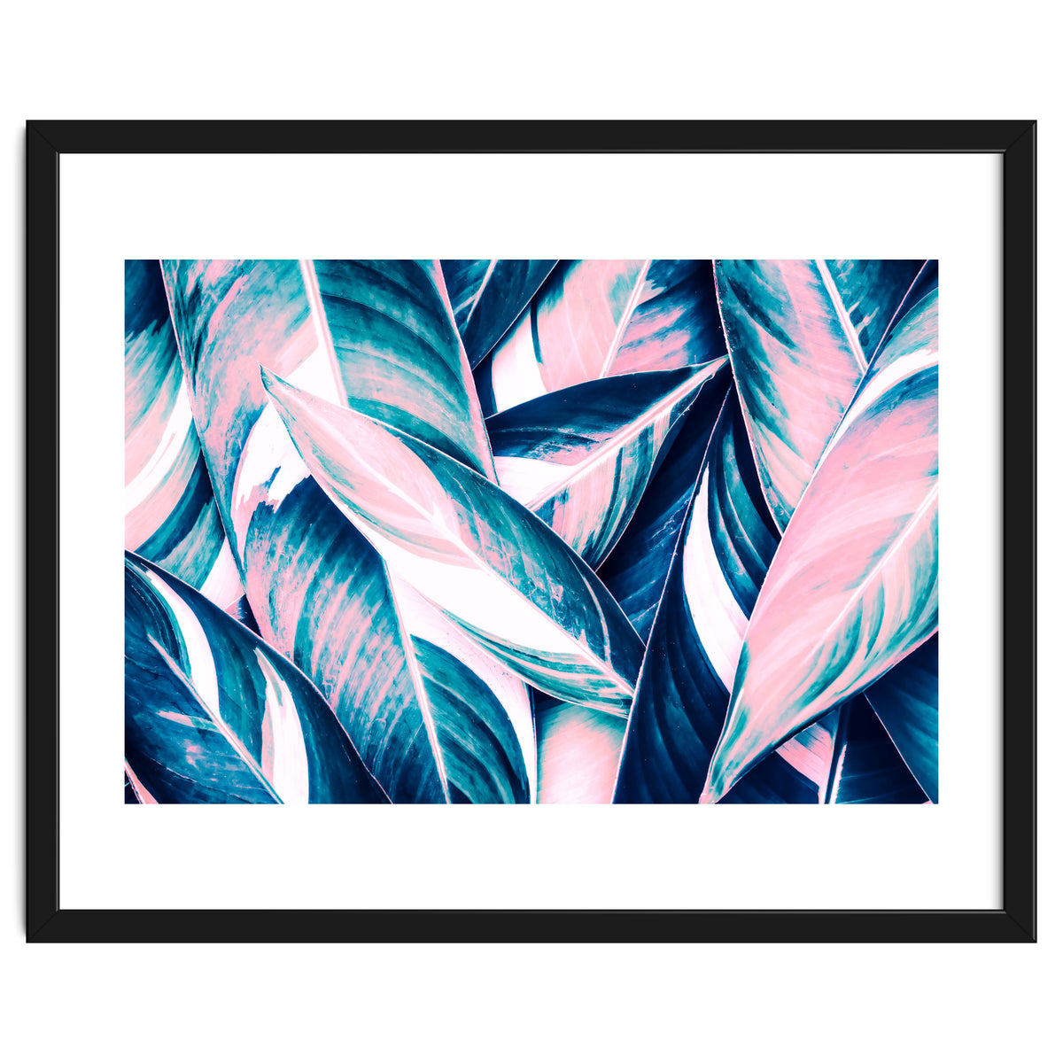 Botanical leaf pink and blue