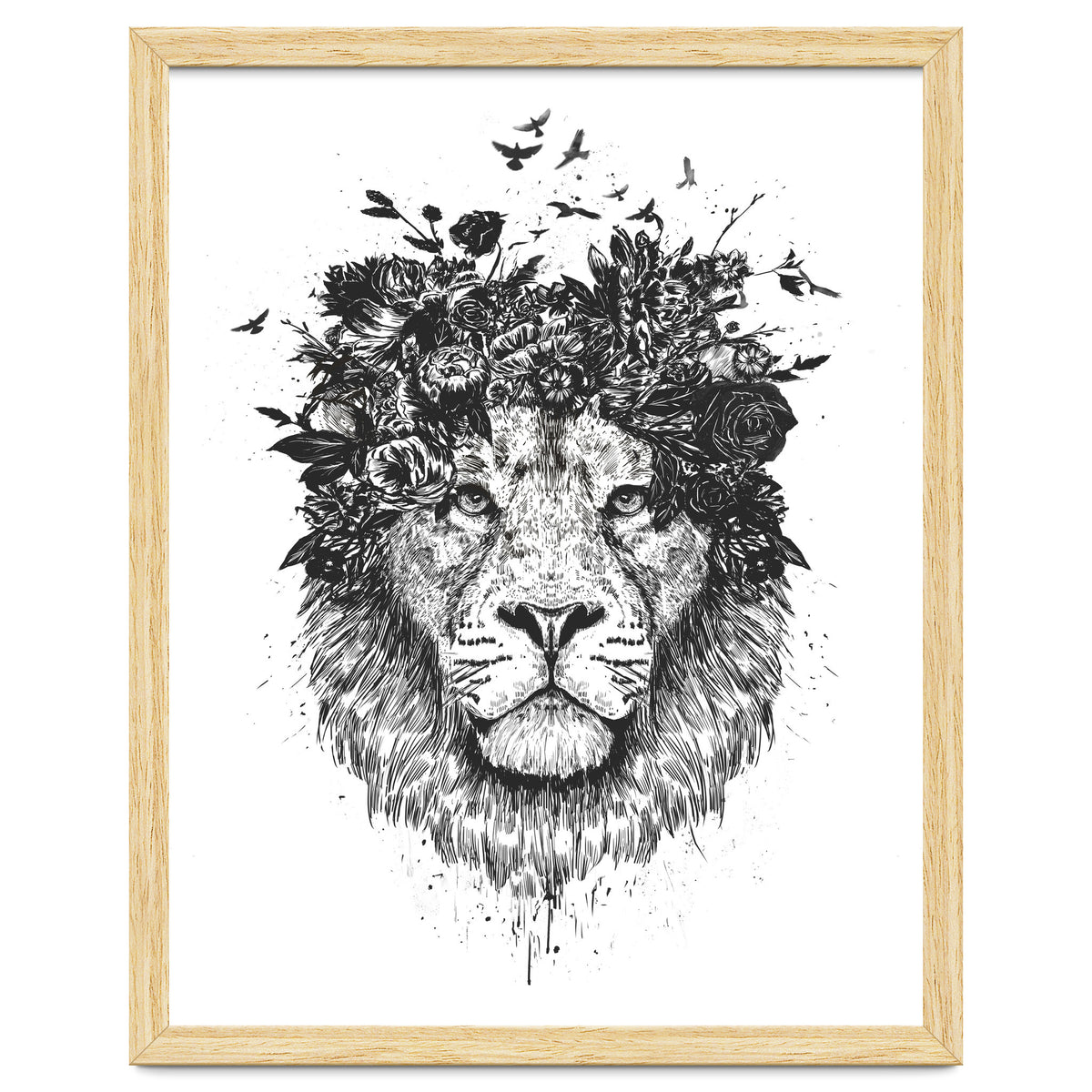 Floral Lion Bw
