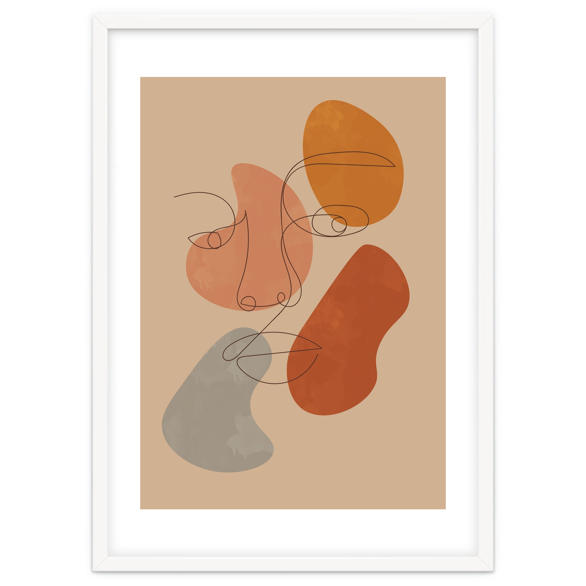 Feminine Line Art Boho Woman Face