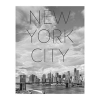 NYC Brooklyn Bridge & Lower Manhattan | Text & Skyline (Print Only)