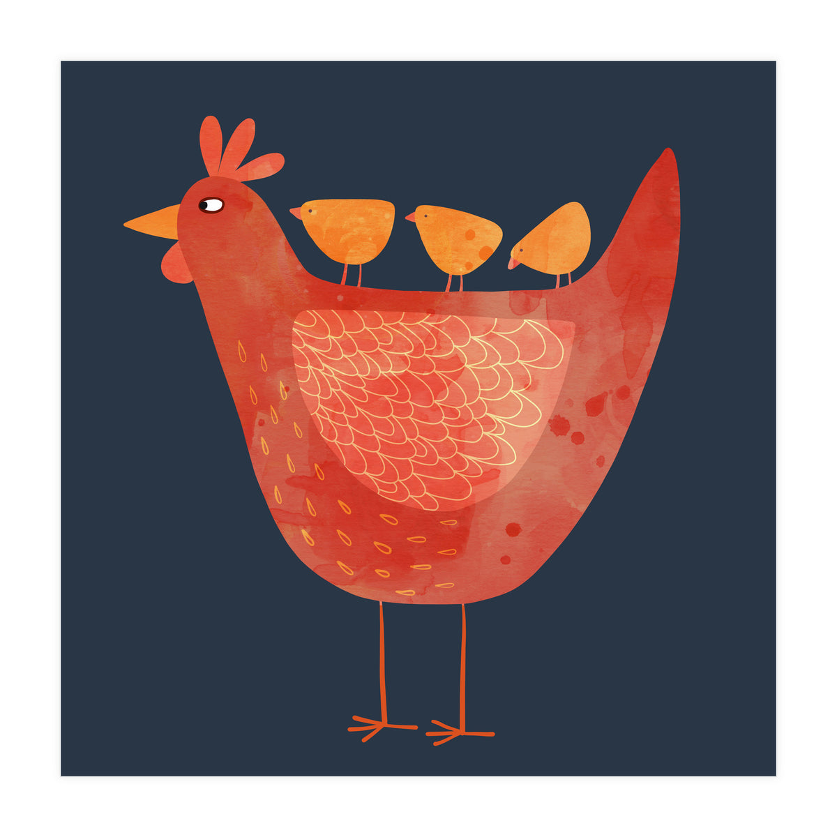 Hen and Chicks Dark (Print Only)