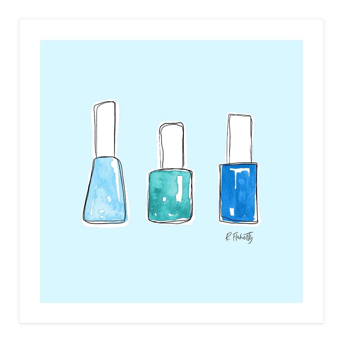 Nail Polish Watercolour | Blue (Print Only)