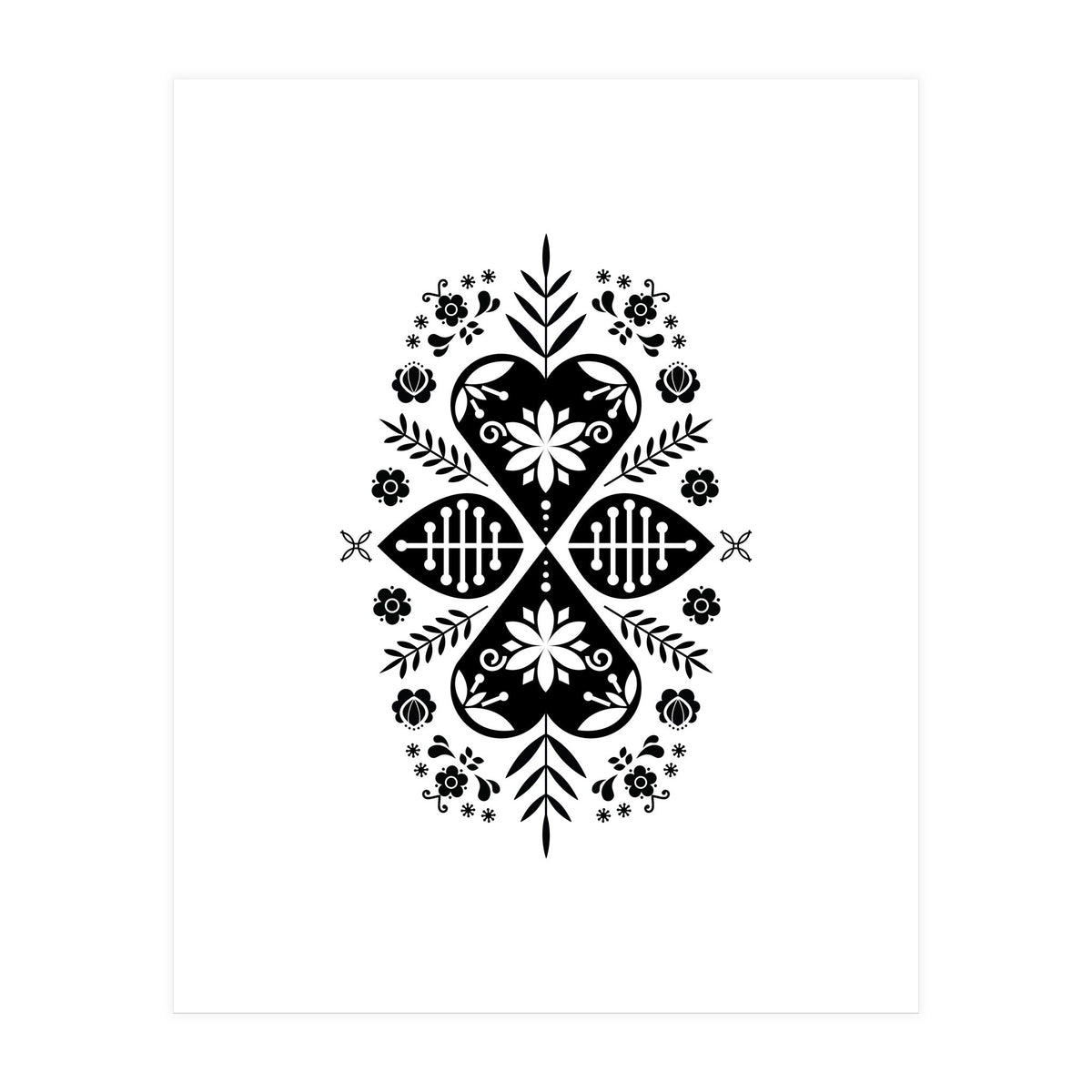 Scandinavian Folk Pattern Monochrome (Print Only)