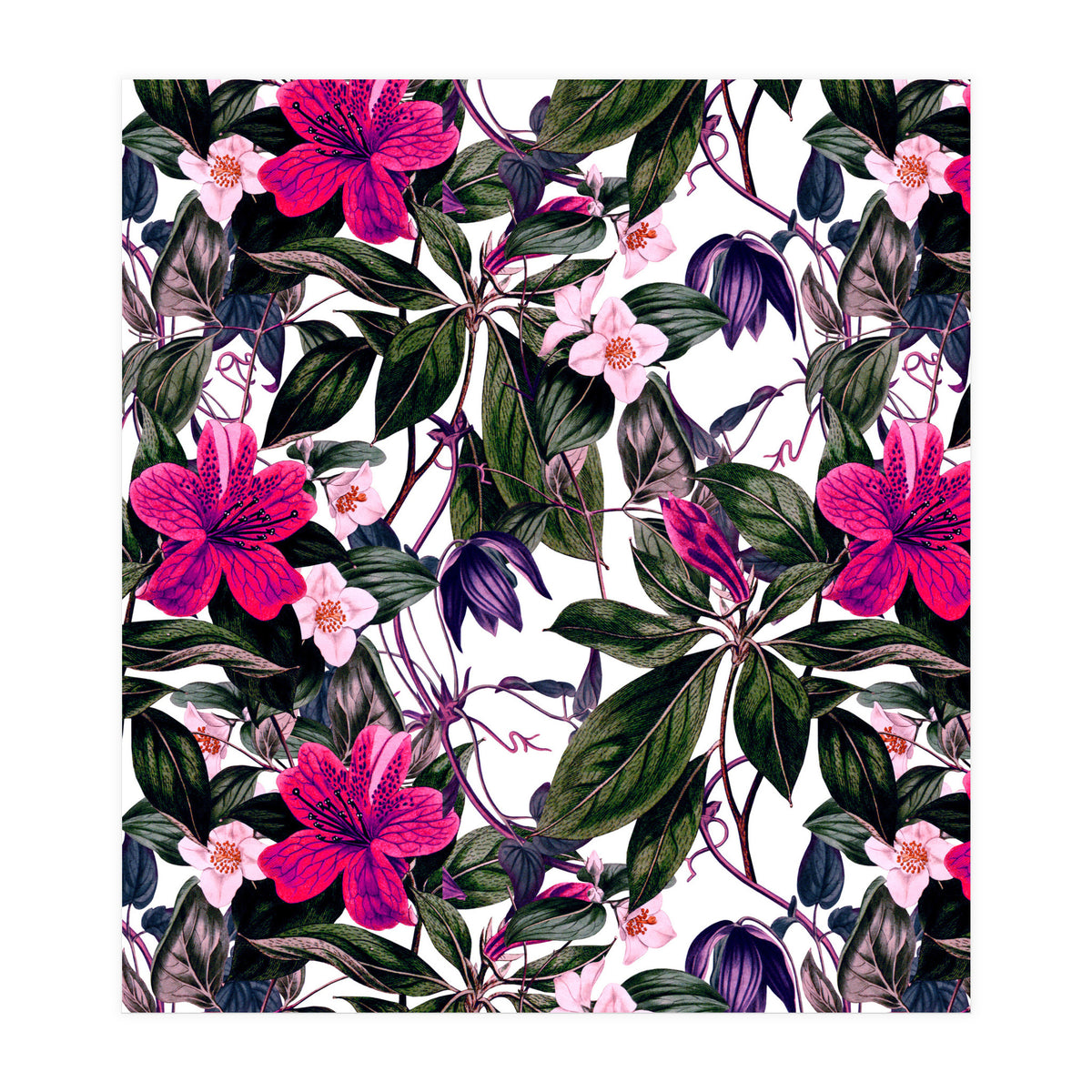 Pattern antique botanical flowers (Print Only)