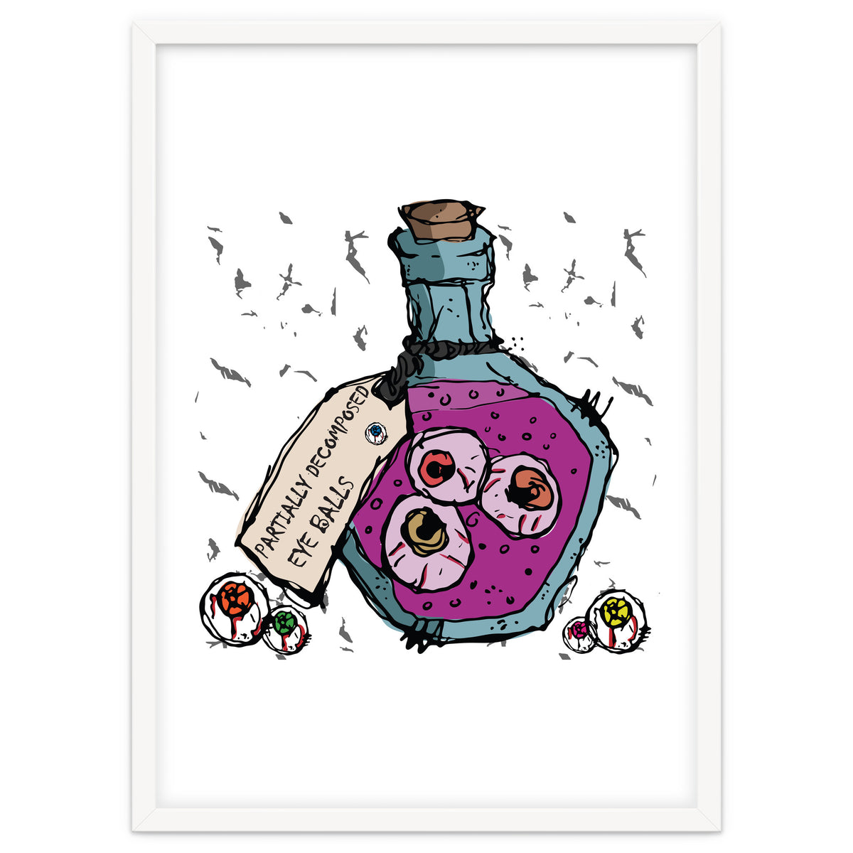 Decomposed eyes in a bottle