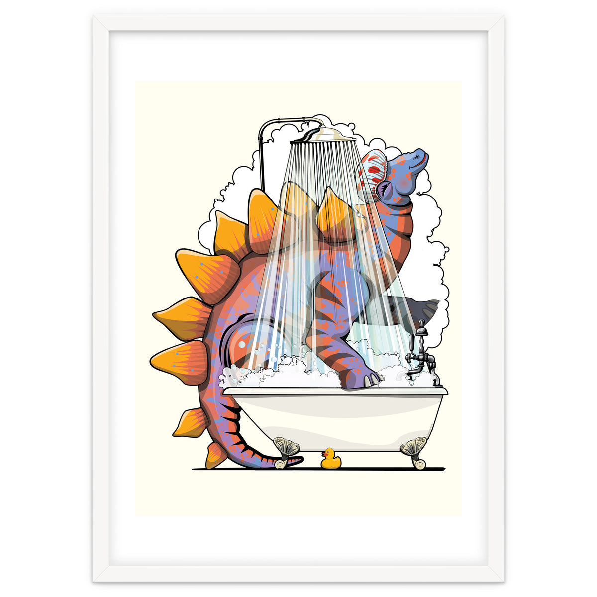 Dinosaur Stegosaurus in the Shower, funny bathroom humour