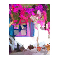 Blossom Is Just Around The Corner, Bougainvillea Tropical Greece Architecture, Botanical SummerTravel Bohemian (Print Only)
