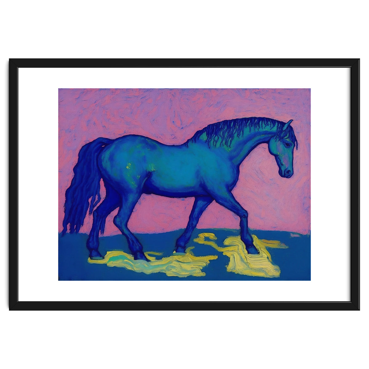 Blue Horse Abstract Painting