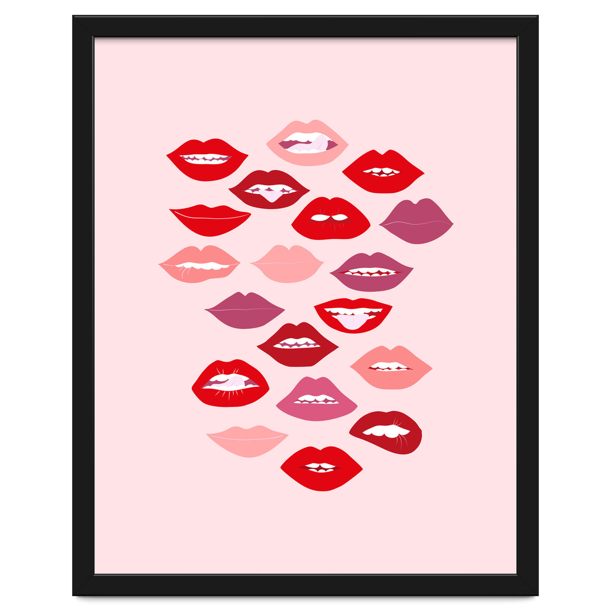 Lips Red with Pink Background