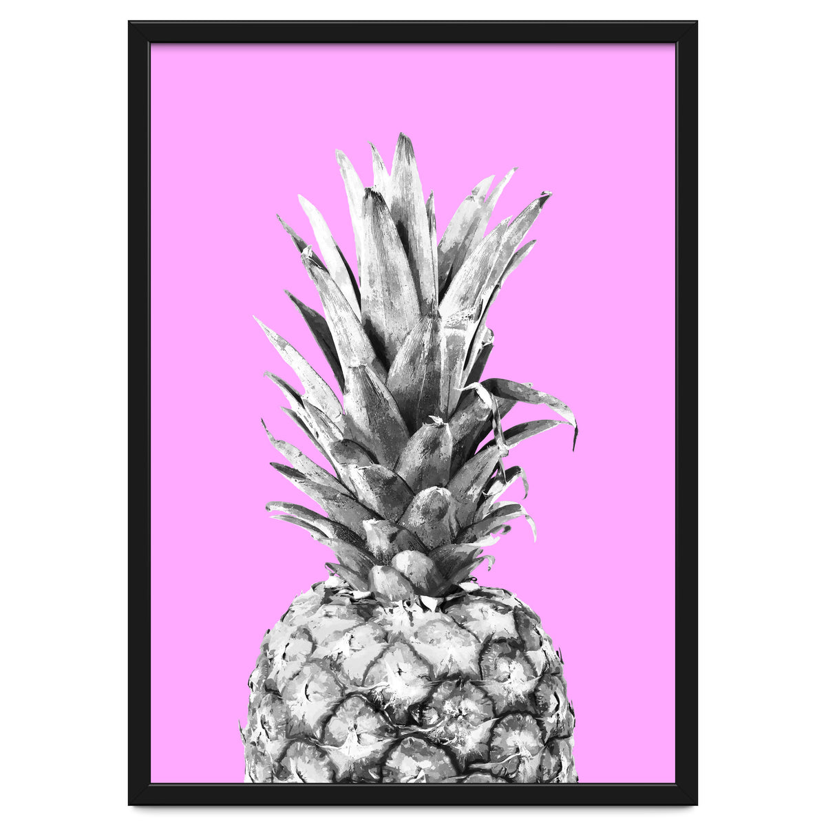 Black and White Pineapple Pink Background
