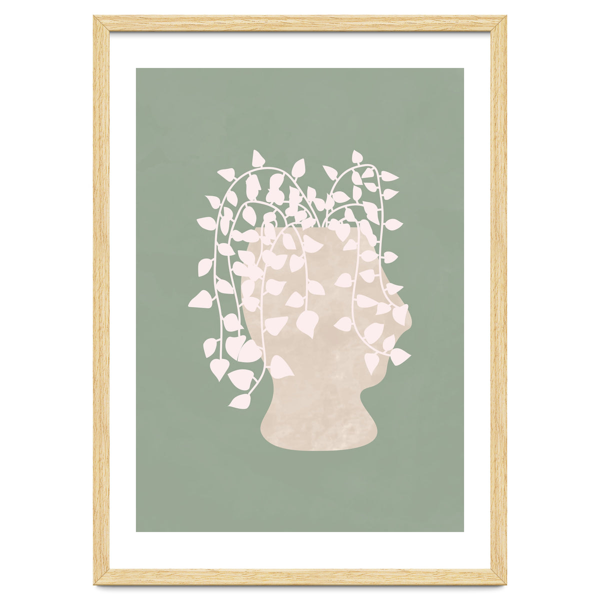 Abstract Potted Figure Sage Green