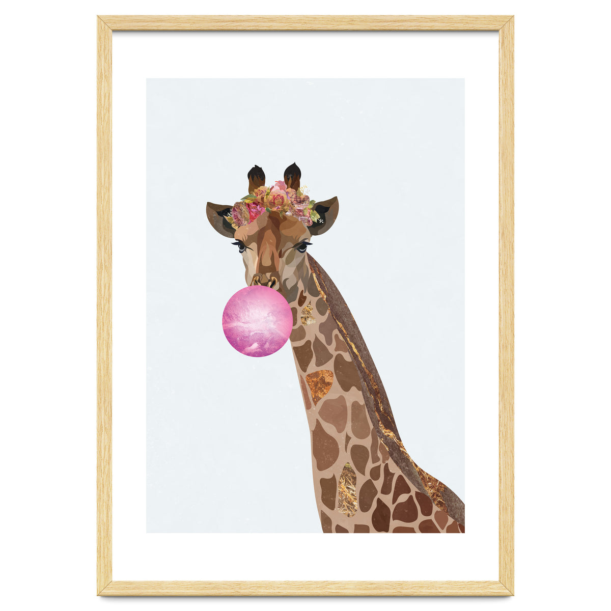 Bubble gum Giraffe Portrait