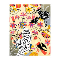 Yin Yang, Vintage Botanical Tiger Jungle, Balance Positivity Peace, Forest Animals Wild Cat (Print Only)