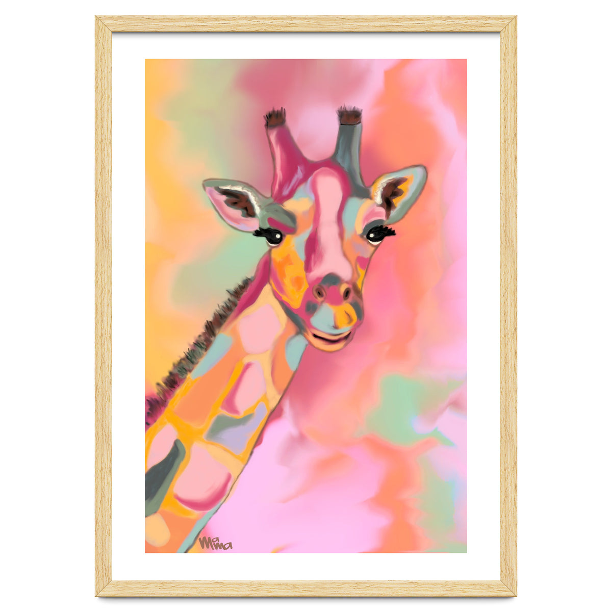 Giraffe Reaching the Rainbow