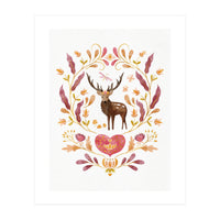 Floral Stag | Earthy Colours (Print Only)