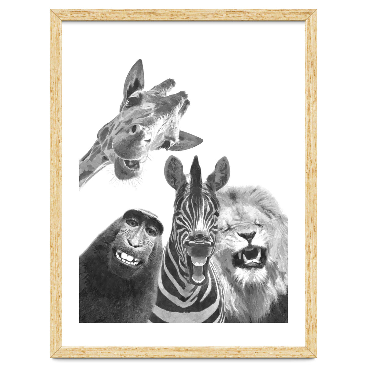 Black and White Jungle Animal Friends