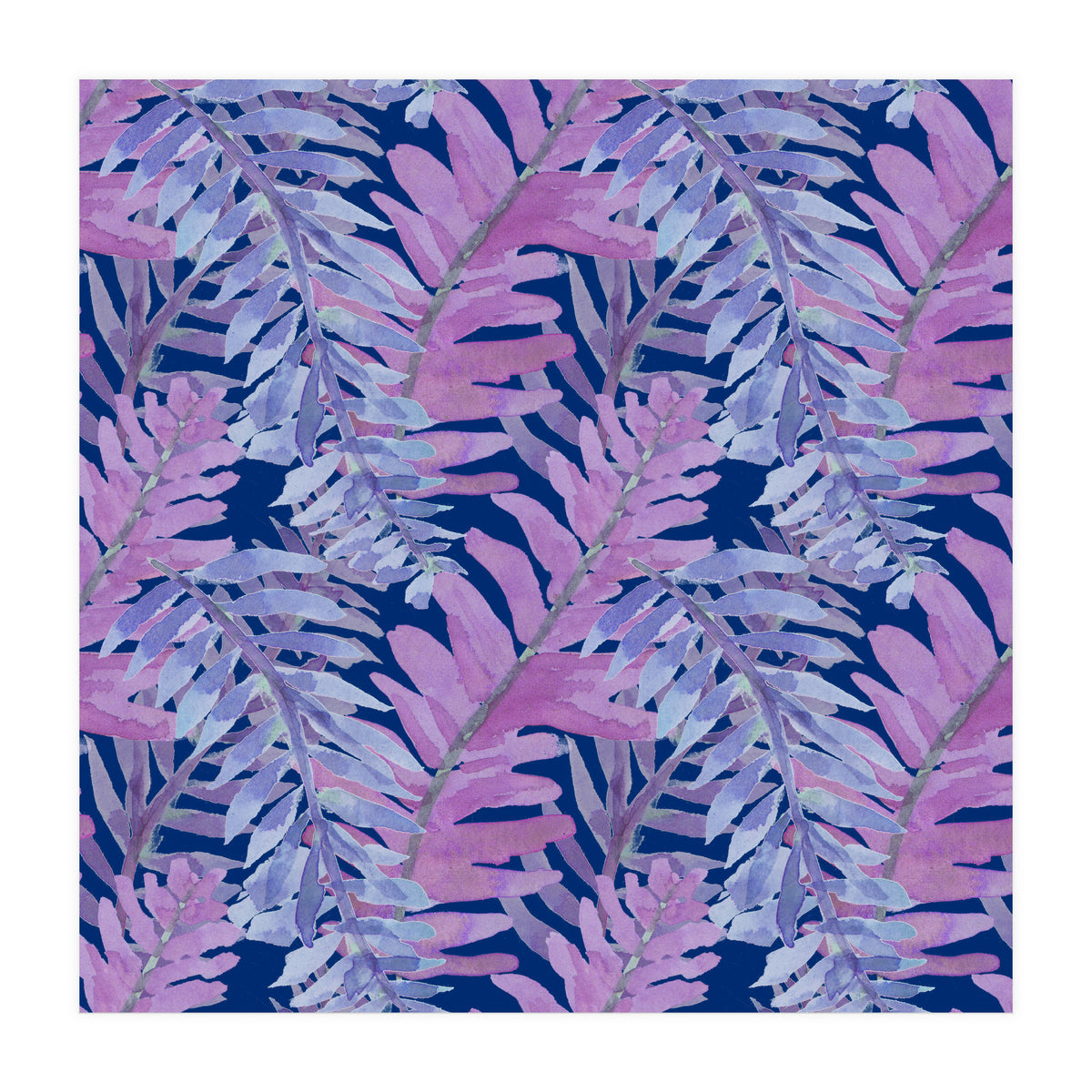 Woodland Ferns in Blue (Print Only)