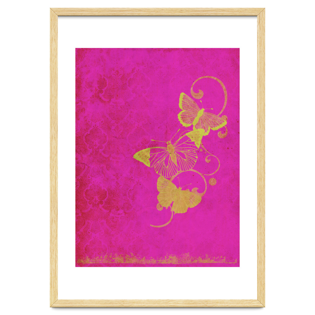 Yellow Butterflies on Pink