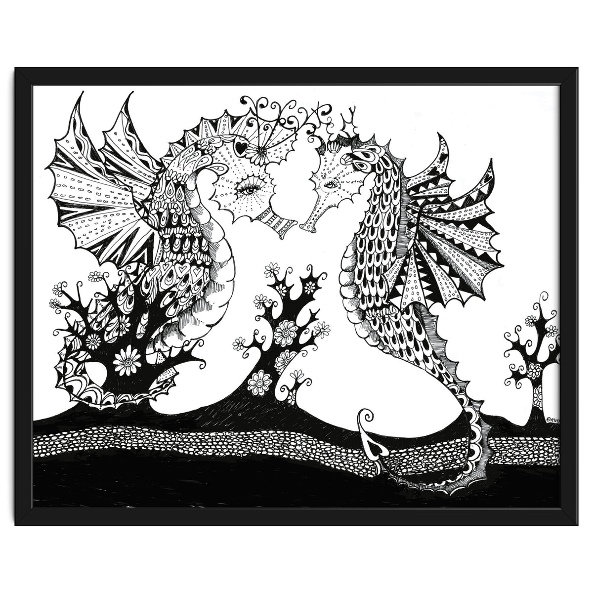 Seahorse Dragons Love Illustration