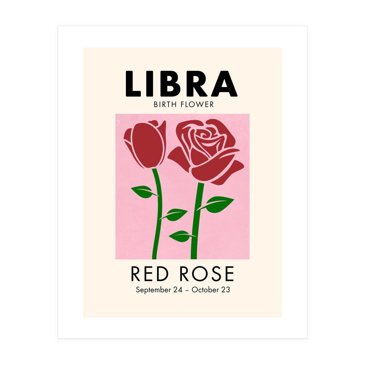 Libra Birth Flower Red Rose (Print Only)
