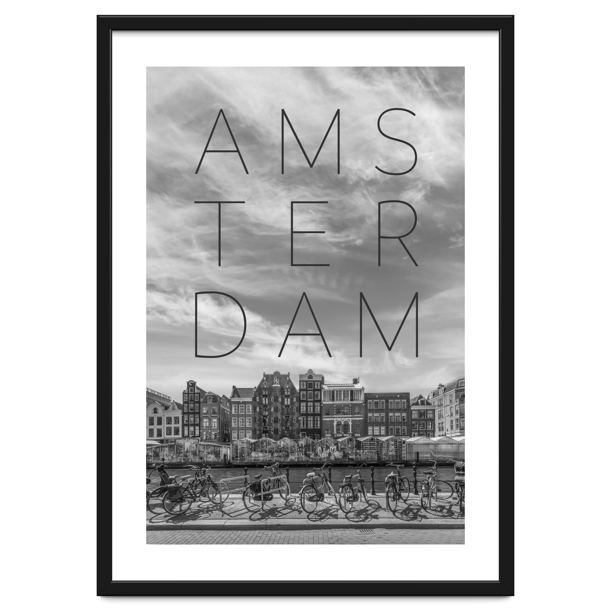 AMSTERDAM Singel Canal with Flower Market | Text & Skyline