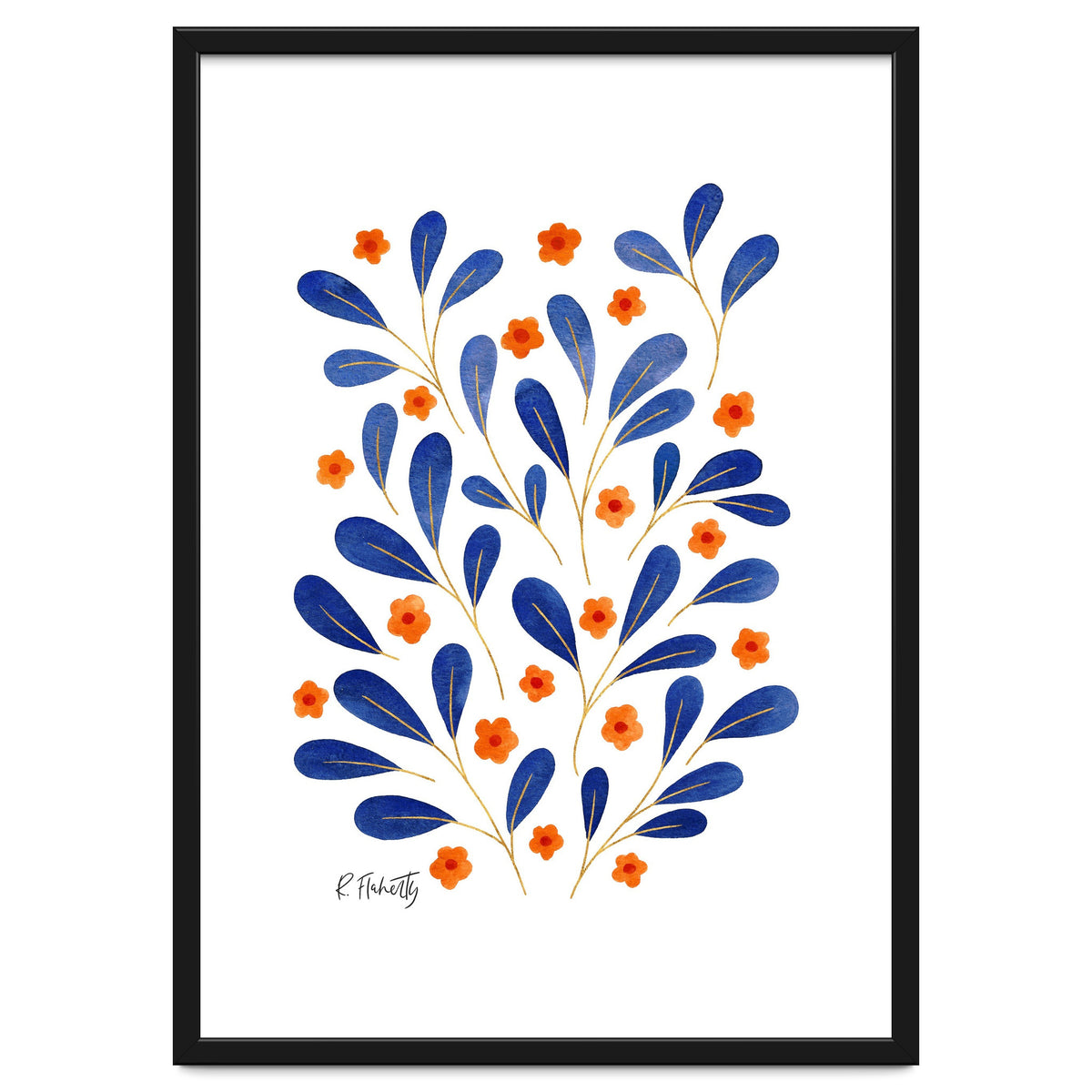 Springtime Floral | Blue and Orange