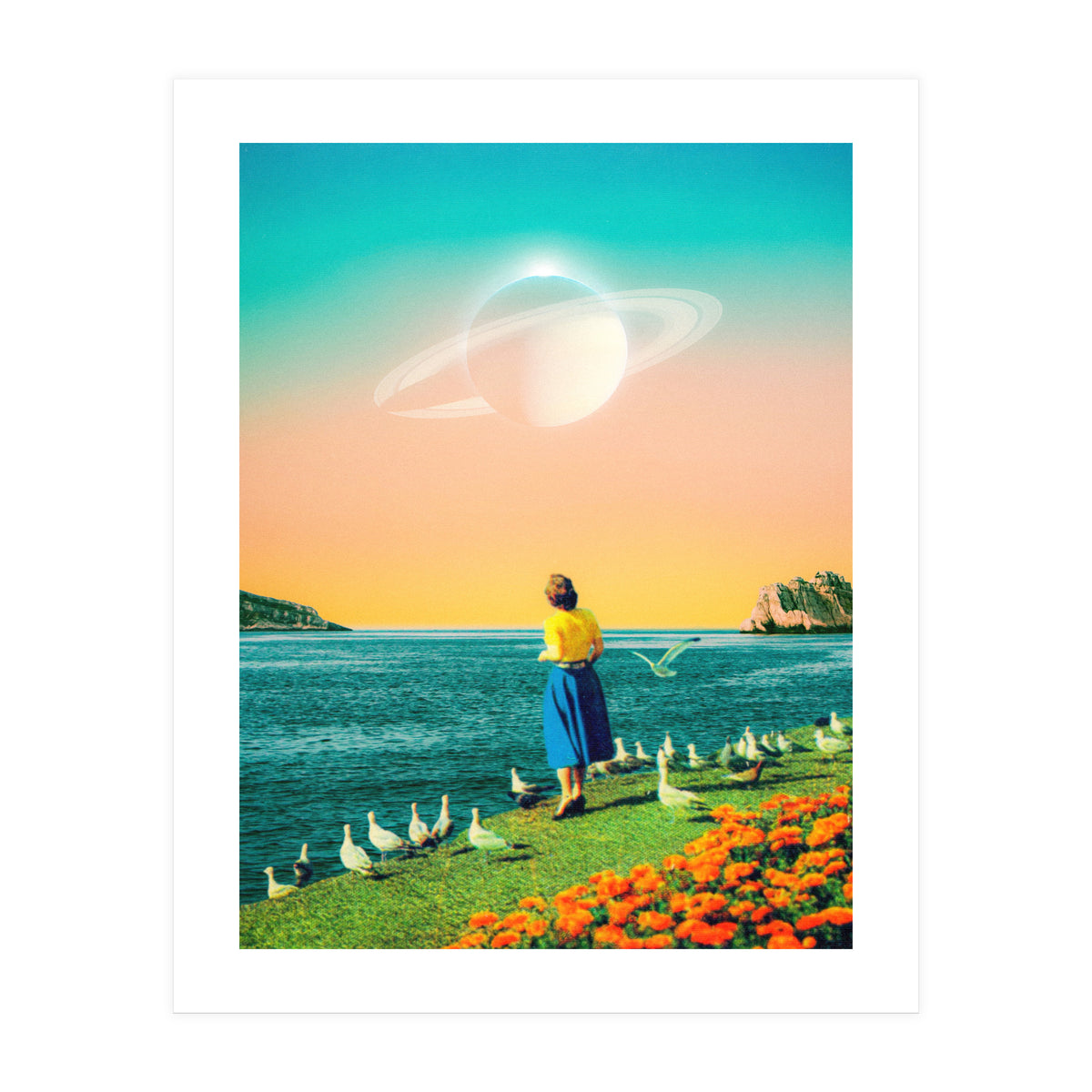 Woman With Birds  (Print Only)