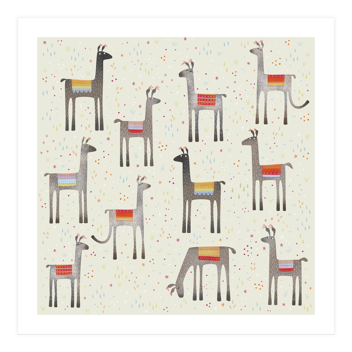 Llamas in a Meadow (Print Only)