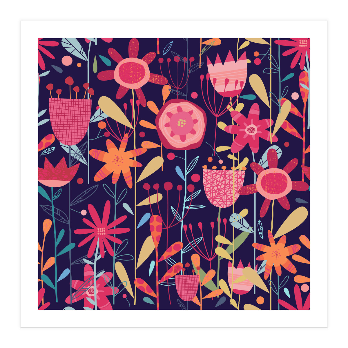 Wild Weeds And Flowers Dark (Print Only)