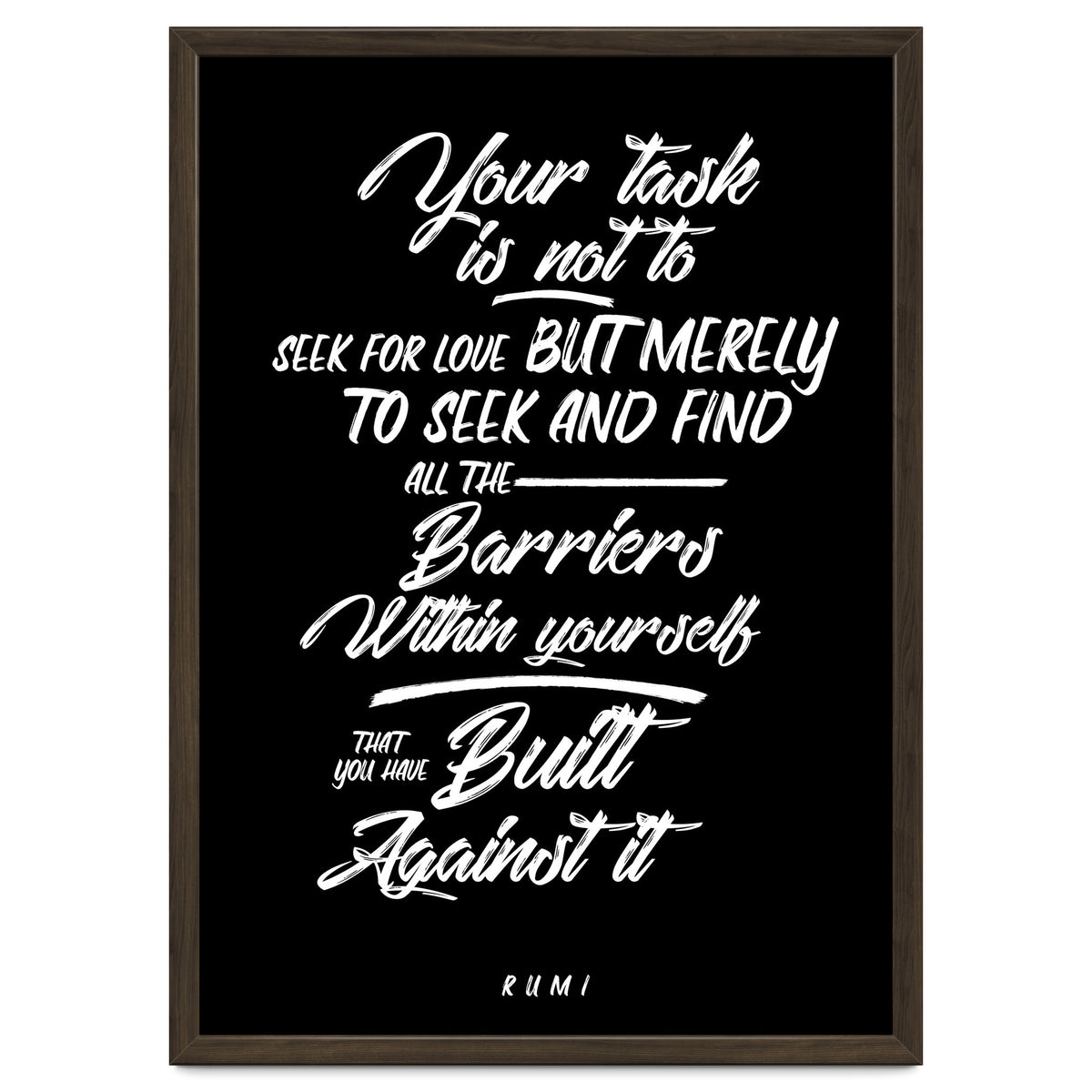 Don't Seek For Love - Rumi Quote Typography