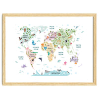 Pastel Animal World Map