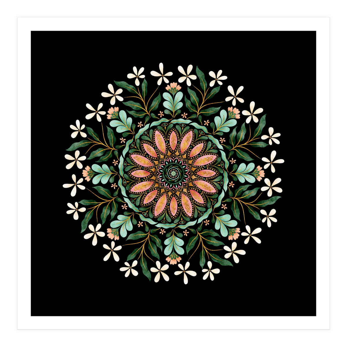 Floral Mandala | Black (Print Only)