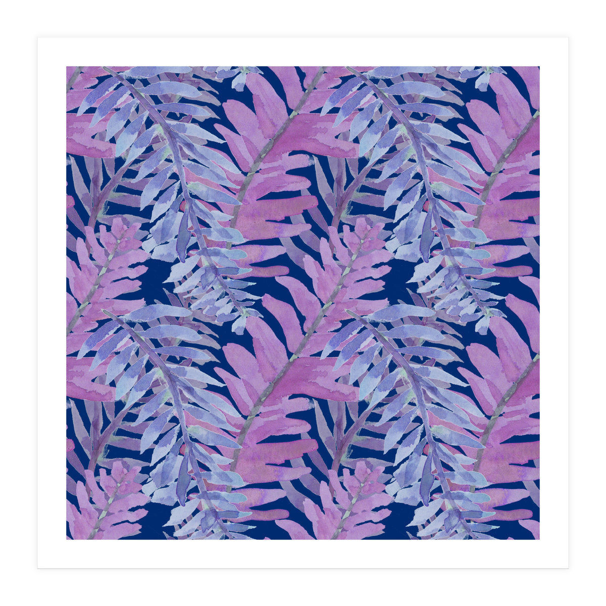 Woodland Ferns in Blue (Print Only)